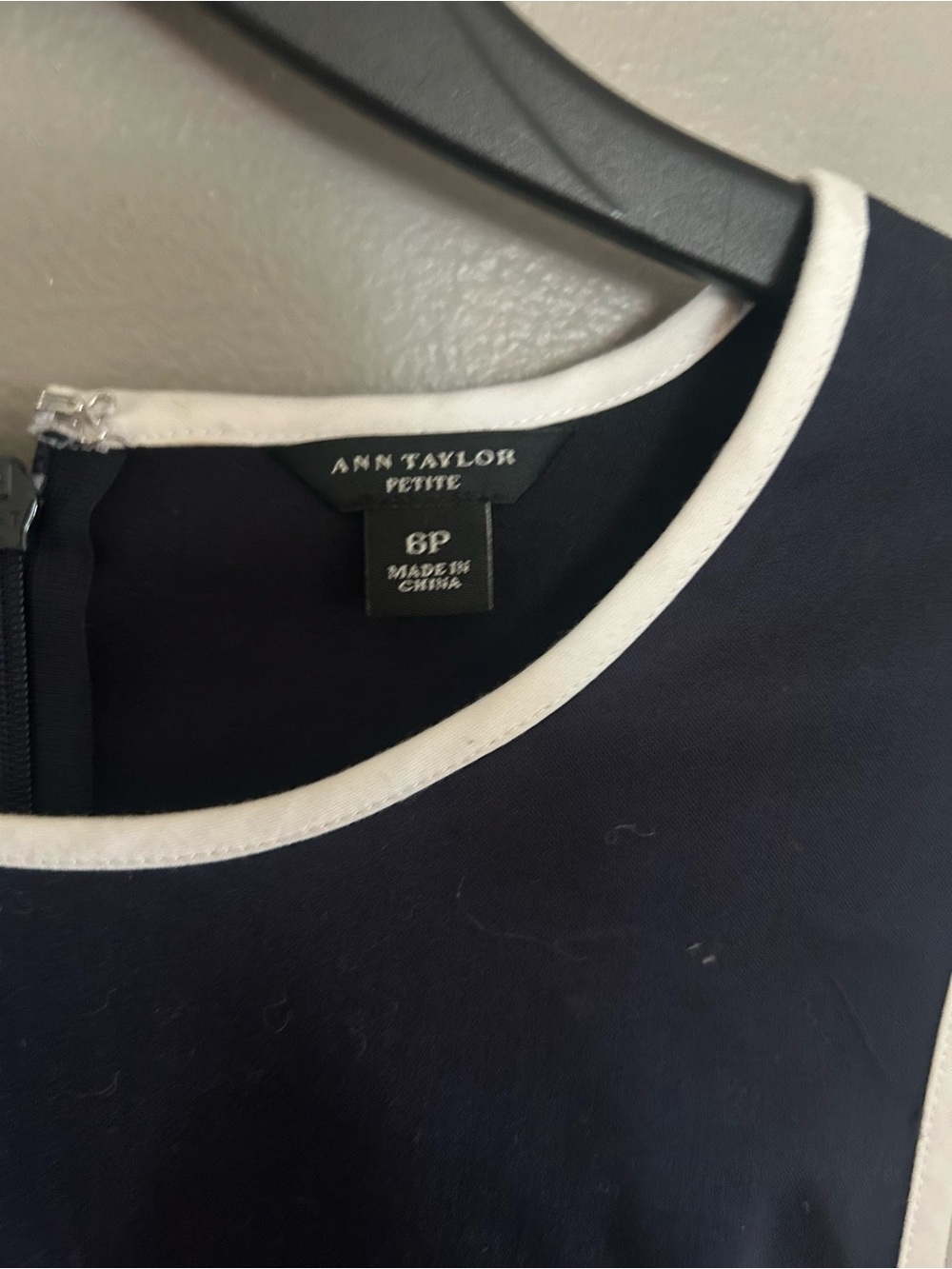 Ann Taylor Dress - navy with white trim zip front sleeveless - Picture 6 of 11